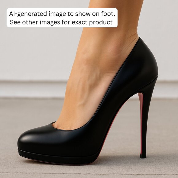 Christian Louboutin Black Leather Platform Round Toe Pump | 5" Heel | Sz 39 - Picture 4 of 16